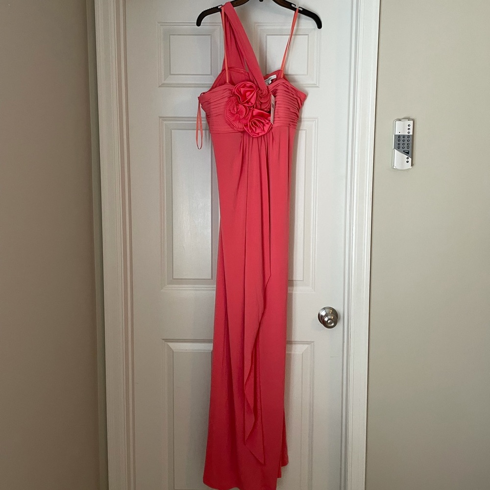 Max & Cleo Coral One-Shoulder Dress